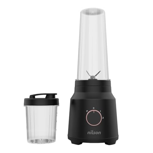Nilson Life Batidora de Vaso Nutricional, 320 W Potencia Máxima, Capacidad 0,6 L, 4 Velocidades, Control Manual, Mezcla, Tritura y Pica Hielo, Función Turbo, NPB35002V, Cable 80 cm, Negro