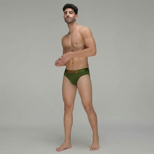 Image of Zoiro Men's Fluid-Fabric Brief | Micro Nylon Waistband | 4-Way Stretch Soft Supple Fit | Skin-Friendly Breathable Innerwear | 90% Cotton 10% Spandex