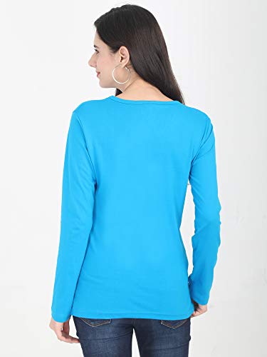 Image of FLEXIMAA Women's Cotton Plain Round Neck Full Sleeve T-Shirt