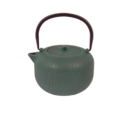 Point-Virgule théière nervurée en fonte 1L avec revêtement émaillé intérieur Forest Green