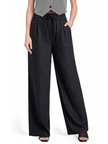 NIMIN Women's Pull On Wide Leg Pants - Drawstring Trousers for Work & Business Casual Comfort4