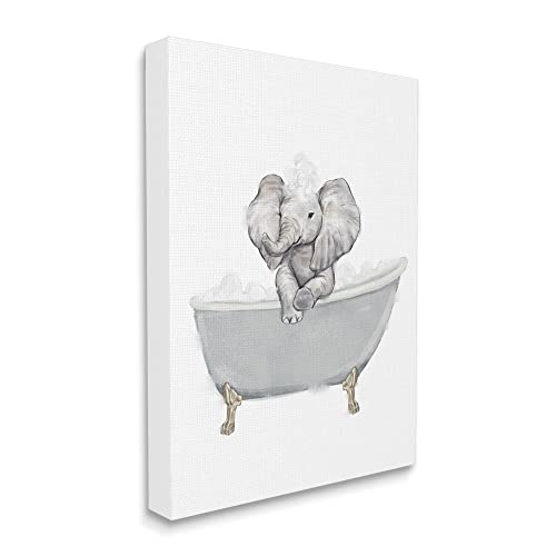 Image of Stupell Industries 'Baby Elephant Bubble Claw Bathtub Safari'| Canvas Art | Stupell Industries | 16 x 20 Inches, Easy to Hang and Sturdy, Made in USA, by Ziwei Li