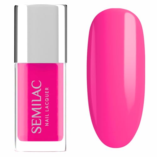 Semilac Nagellacke 119 Neon Pink 9 ml – Neon Pink Nagellack, knallige Sommerfarbe mit hoher Deckkraft