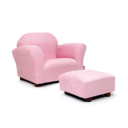KEET Roundy Child Size Chair with Microsuede Ottoman, Pink, Ages 2-5 years