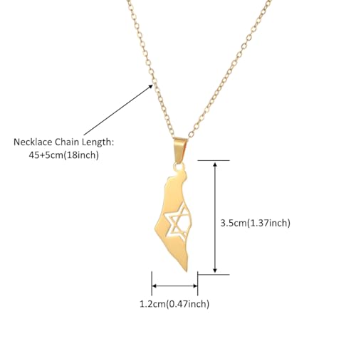 Stainless Steel Megan David Necklace for Women | Menorah | Hebrew Chai Charm Choker | Map Of Israel | Jewish Symbol Protection Jewelry Include a Gift Box4