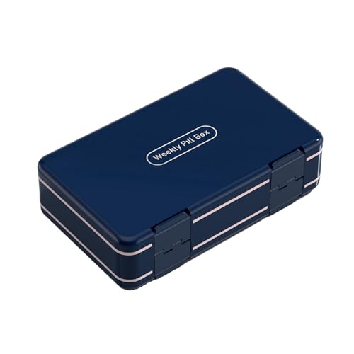 Wekelijkse Pillendoosje 3 Keer Per Dag - Medicijnorganisator Container Voor Vitaminen Met Groot Compartiment (Blauw)