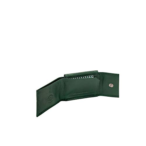 Nuvola Pelle Mini Portefeuille Homme avec Porte-Monnaie en Cuir de Poche Mince Minimaliste Vert Cover