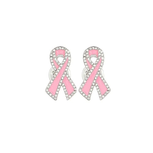 Image of Pink Ribbon Breast Cancer Awareness Brooches Pin, Love Faith Strength Hope Butterfly Brooches Pin, Rhinestone Pink Ribbon Hope Pin Brooch