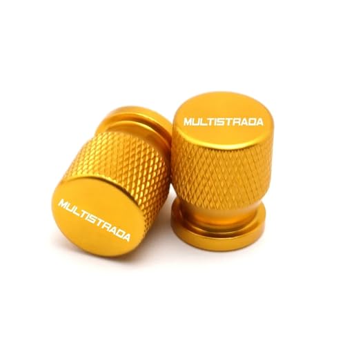 Reifen CNC Ventilmündel Für Du@&Cati Multistrada 950 1100 1200 1260 1200S 1260S V4 Motorrad CNC-Aluminium-Zubehör Reifenventilkappen Und -stopfen(Yellow)