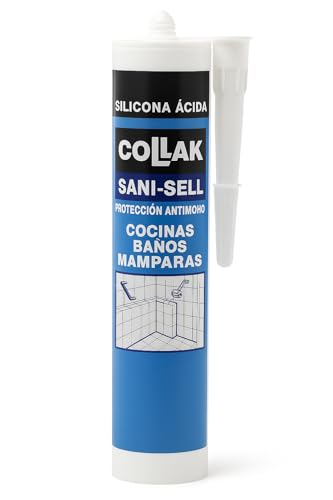 Collak – Sanisell Silicona Ácida Antimoho para Baños y Cocinas – Sellador Profesional Resistente al Moho y Agua – Blanco o Translúcido – 125 ml y 280 ml (Transparente, 280 ml)