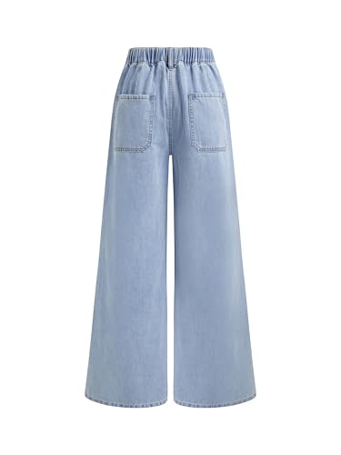 Image of CIDER Drawstring Baggy Jeans Women Mid Waisted Wide Leg Jeans with Pockets