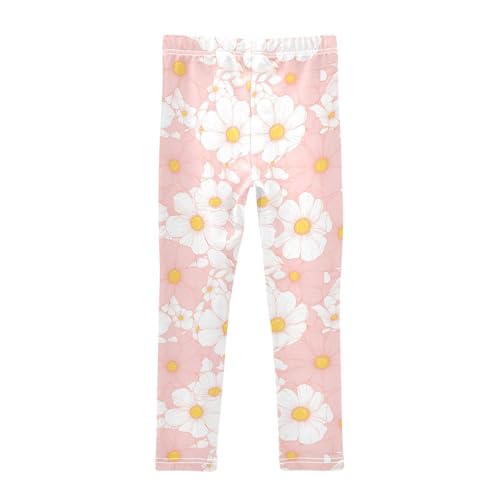 KLL Flowers Pink Background Toddler Girl Basic Leggings Soft Full Length Dance Pants Gym2