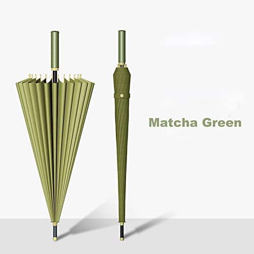 Meichoon Stick Umbrella 24Ribs Long Handle Strong Windproof Glassfiber Bumbersoll Manual Sun Rain Large Golf Umbrellas Outdoor Business Women Men Ks49 Matcha Green #TOP2