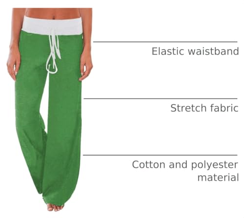 Image of iChunhua Women's Comfy Stretch Floral Print Drawstring Palazzo Wide Leg Lounge Pant