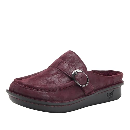 Image of Alegria Women's Brigid Leather Moc Toe Open Back Clog with Heel Cup