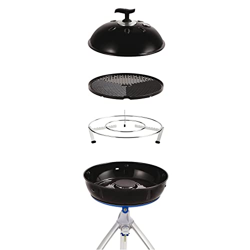CADAC Grillo Chef 40 BBQ - 30 mbar – Barbecue de camping portable 40 cm avec grille GreenGrill antiadhésive - couvercle avec thermomètre et support pour casseroles