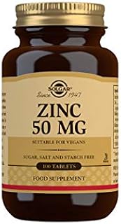 Solgar Zinc 50 mg Tablets - Pack of 100 - Supports a Healthy Immune System - Potent Antioxidant - Free from Sugar, Salt and Starch - Vegan
