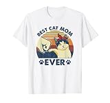 Retro Vintage graphic tee : Best Cat Mom Ever T-Shirt for Girlfriend, Wife Daughter And Grand Daughter.Great gift for Mother's Day, Thanksgiving, Birthday Partys , Christmas or Or Any special Day.Makes a great addition to any pet lover's wardrobe.