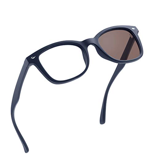 Image of YEIN Blue Light Blocking Glasses, Photochromic Brown Sunglasses, Computer Reading Glasses, TV Glasses for Women /Men(Navy,+1.50 Magnification)