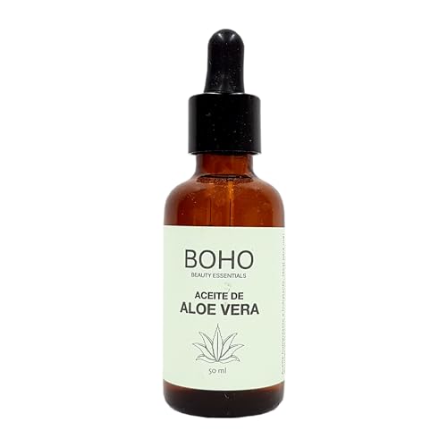 BOHO Beauty Essentials | Aceite Vegetal Aloe Vera BIO, 50 ml | Propiedades Calmantes y Regeneradoras para Pieles Desvitalizadas | Ideal como After Sun | PAO 6M