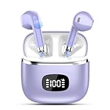 Wireless Earbuds Bluetooth, Headphones Bluetooth 5.3 with HiFi Stereo Deep Bass, Ear Buds Noise Cancelling with ENC Mic, LED Display, 40H Playtime Earphones for Computer Laptop Pad Phone, Dark Purple