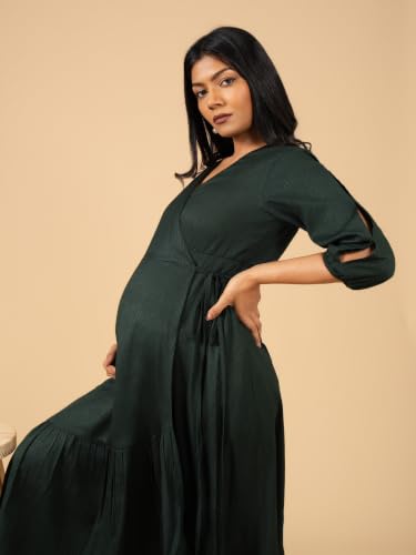 Image of The Mom Store Maternity and Nursing Wrap Dress for New Mom | Pre and Post Pregnancy Wear for Womens | Trendy Stylish Printed Friendly Dresses for Women | Comfortable