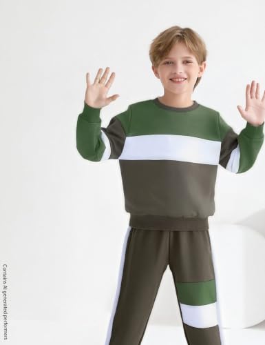 Image of mkodopy Boys Clothes Hoodie Sweatsuits Tops and Pants Boys Fall Winter Outfits Boy Clothing Set