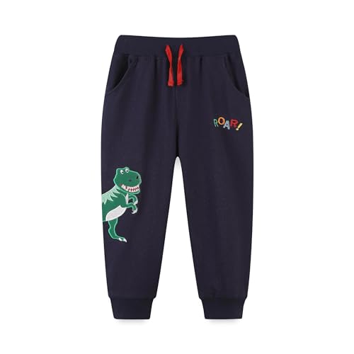 Meufam Little Boys and Girl Jogger Cartoon Dinosaur Print Pants Toddler Boys' Drawstring Elastic Waist Cotton Sweatpants