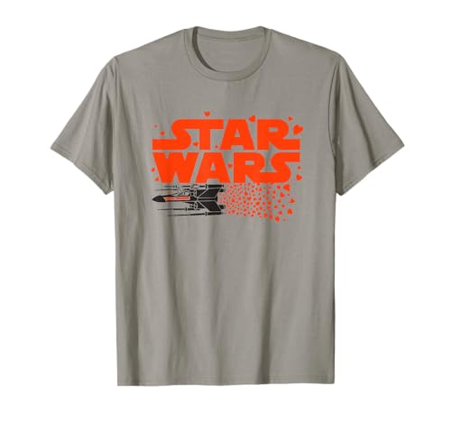 T-shirt Star Wars X-Wing Luke Skywalker et R2-D2 imprimé coeurs pour fan de la saga