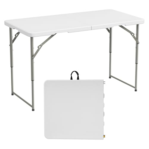 Elevon Folding Table, 4 Feet Heavy Duty Fold-in-Half Utility Table Indoor Outdoor for Camping, Picnic, Party