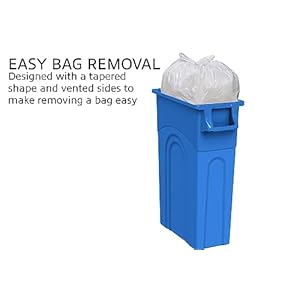 United Solutions Highboy Recycling Bin 23 Gallon Space Saving Slim Profile and Easy Bag Removal Indoor or Outdoor Use Integrated Handles for Easy Carrying Recycle Blue Pack of 4