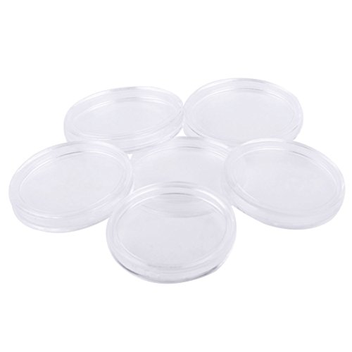 Caja transparente redonda para monedas 25 piezas miniatura 6