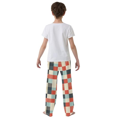 Boys' Pants Irregular Red Blue Checkerboard Long Bottoms Jogger Pants Elastic Waist Trousers with Pockets S-XL3