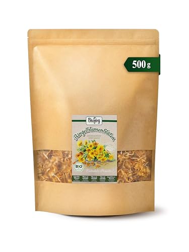 Biojoy Flores de Caléndula Orgánica (500 g), secas y enteras, para té e infusión (Calendula officinalis L.)