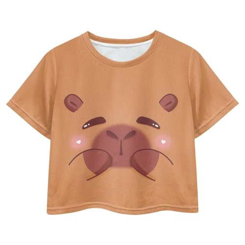 Image of Girls Fashion Crewneck Tee Shirts Casual Short Sleeve Crop Top Summer Outfits 5-14 Year