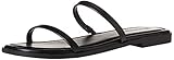 The Drop Women's Paris Square Toe Two Strap Flat Sandal, Black, 7