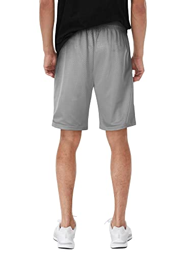Hat And Beyond Mens Mesh Shorts Elastic Sports Gym Performance Workout Boxing Jersey Basketball Pants (X-Large, 1Ih01_Light Gray) #TOP1