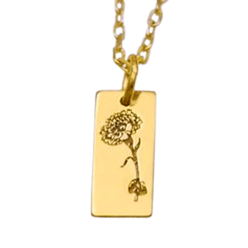 Collier fleur de naissance en argent plaqué or, le bijou fait main stylé du quotidien