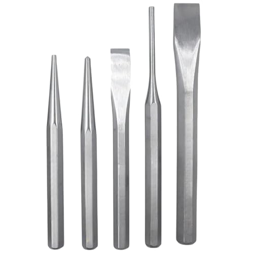 Set Scalpelli e Punzoni 5 pz. Punteruoli, Cacciaspine, Cacciachiodi per meccanico e muratore, in acciaio inossidabile Scalpelli Meccanico Muratore, Cacciachiodi e Cacciaspine, Bulino. 2385633