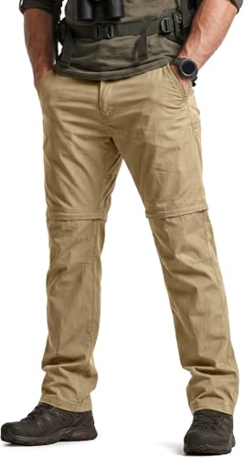 Image of CQR Men's Convertible Cargo Tactical Pants, Water Resistant Outdoor Hiking Pants, Zip Off Lightweight Stretch Work Pants