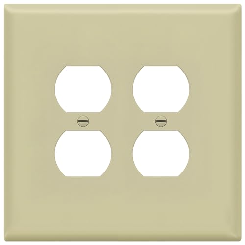 Image of ENERLITES Double Duplex Receptacle Cover, Two Gang Outlet Wall Plate, Oversized 2-Gang 5.5 inch x 5.5 inch, Unbreakable Polycarbonate Thermoplastic, UL Listed, 8822O-I, Ivory