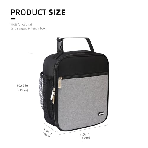 AYEANY Lunch box Lunch bag for men women Lunchbox Lunch bags Insulated Lunch bag Lunch box cooler (Thicken grey), Large