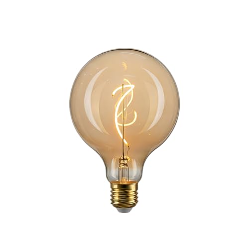 G125/G40 Oversized LED Edison Bulb Amber 4W 2200K Dimmable E26 Globe 1PK