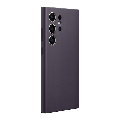 Image of SAMSUNG Galaxy S24 Ultra Vegan Leather Phone Case, Protective Cover with Soft Touch, Elegant Design, Scratch Protection, US Version, GP-FPS928HCAVW, Dark Violet