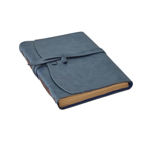 Image of RILIHO Leather Journal Notebook, 8x10 Inches Large Size, Genuine Leather Journals for Writing, Vintage Journal For Men and Women, Artist,Travel Journal,Navy Blue