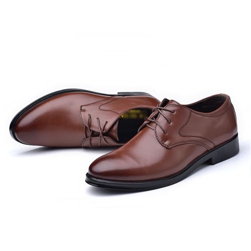 Men's Lace-Up Shoes, Leather Shoes Business Casual Formal Shoes Low Top Gentleman Office Work Comfortable Breathable Wedding Shoes, 48 EU,Brown2