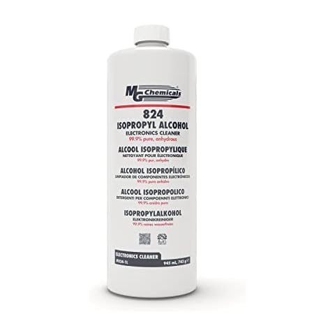 MG Chemicals - 824-1L 99.9% Isopropyl Alcohol Electronics Cleaner, 945 mL (1 Quart) Liquid Bottle, Clear, 32 Fl Oz (Pack of 1) Cover