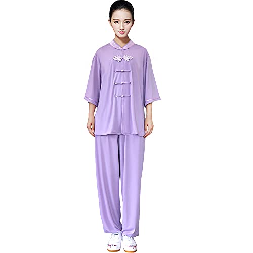 ZooBoo Women's Chinese Traditional Tai Chi Uniform Short Sleeves Morning Exercises Kung Fu Clothing
