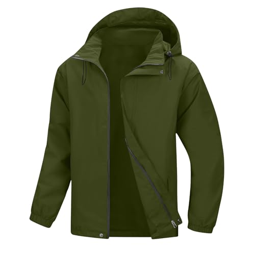 Generisch Chubasquero para hombre impermeable, chaqueta ligera para hombre para verano con cremallera, chaqueta softshell, gabardina de moda, chaqueta informal a prueba de viento, cómoda chaqueta de