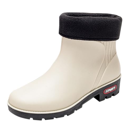 Genérico Botas de Goma para Mujer de Lluvia Ligeras Antideslizantes, Botas de Lluvia para Mujer de Goma Bajas con Forro Polar, Botines de Invierno para Mujer de Trabajo, Botas Cortas Impermeables